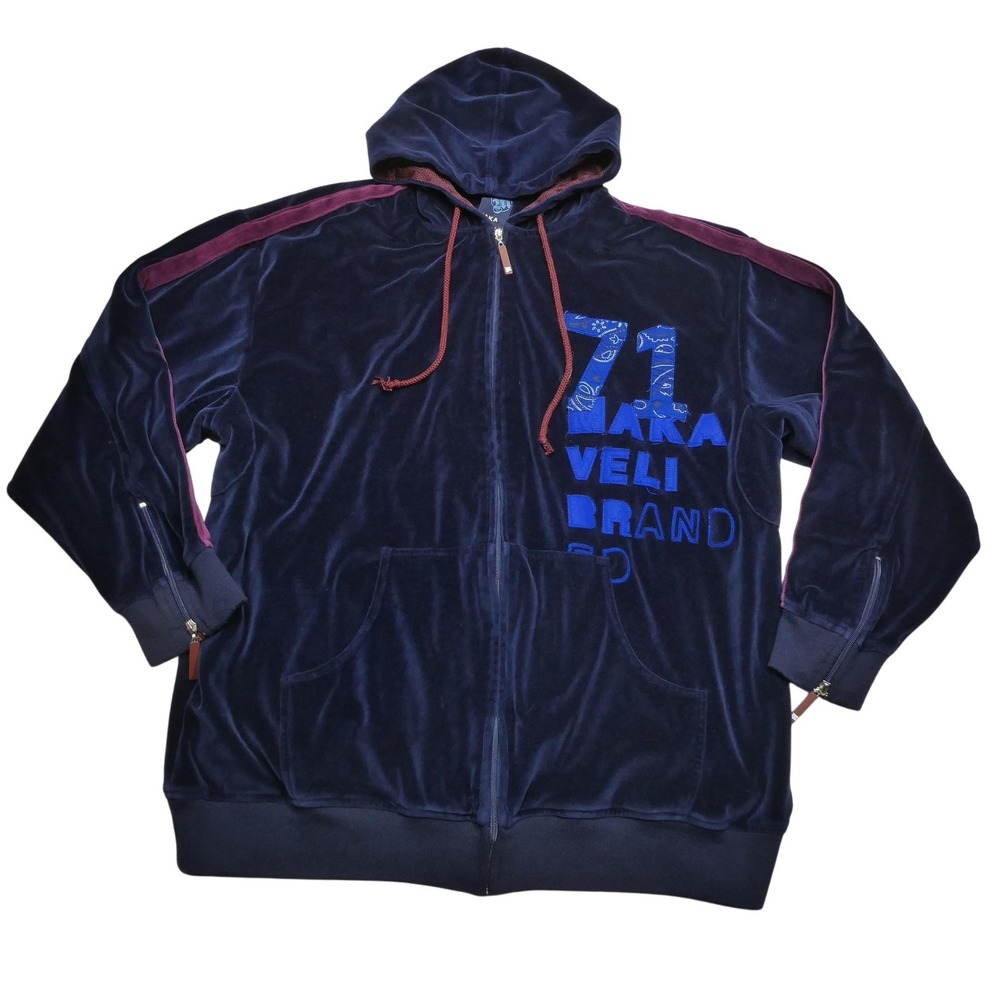 Makaveli Branded Hoodie Mens 3XL Velour Full Zip Embroidered Graphic 71